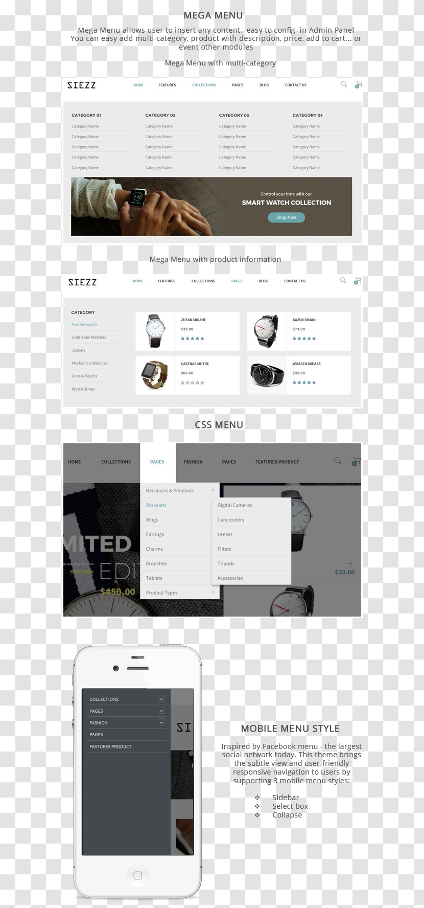 Responsive Web Design Brand Siezz Font - Menu Template Transparent PNG