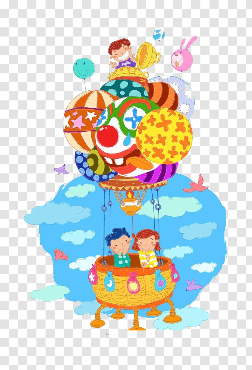 Cartoon Balloon Child Illustration - Art - Clown Hot Air Transparent PNG
