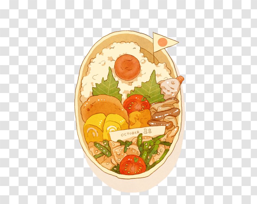 Bento Onigiri Food Drawing Illustration - Tree - Japanese Cuisine Transparent PNG