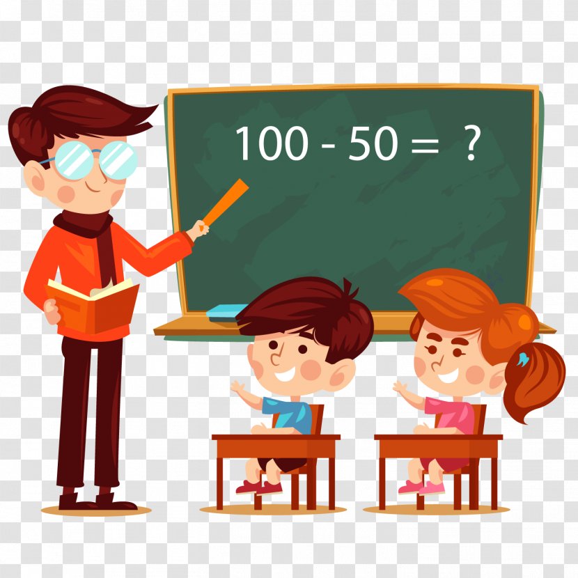 Student Teacher Learning Addition Classroom - Education - Vector Elementary School Mathematics Transparent PNG