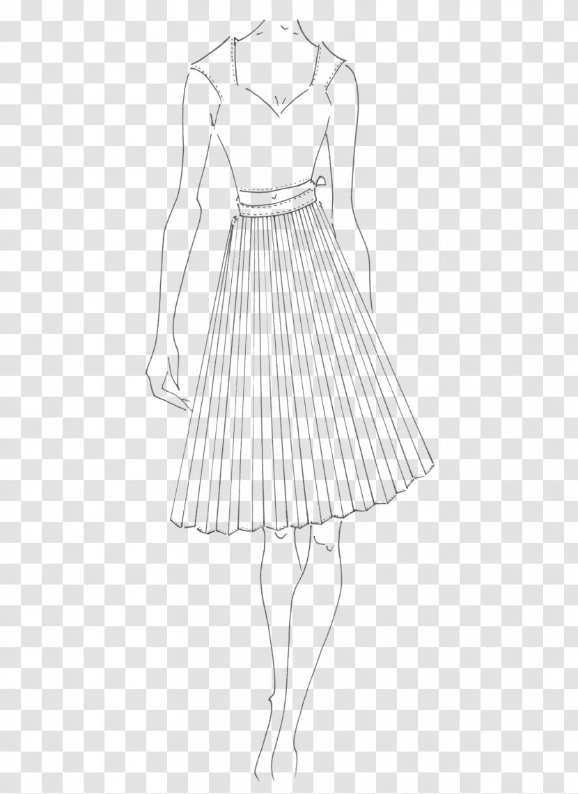 Party Dress Shoulder Cocktail Pattern - Silhouette - And Pleated Skirt Transparent PNG