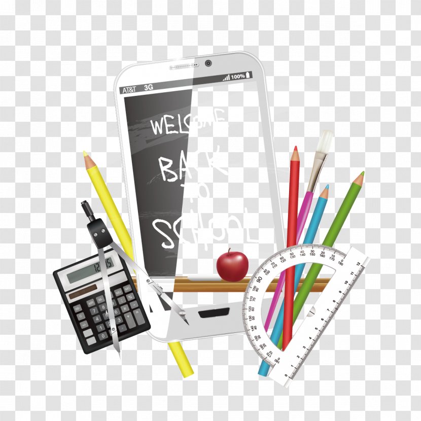 Learning Adobe Illustrator - Technology - Vector Mobile Phone And School Supplies Transparent PNG