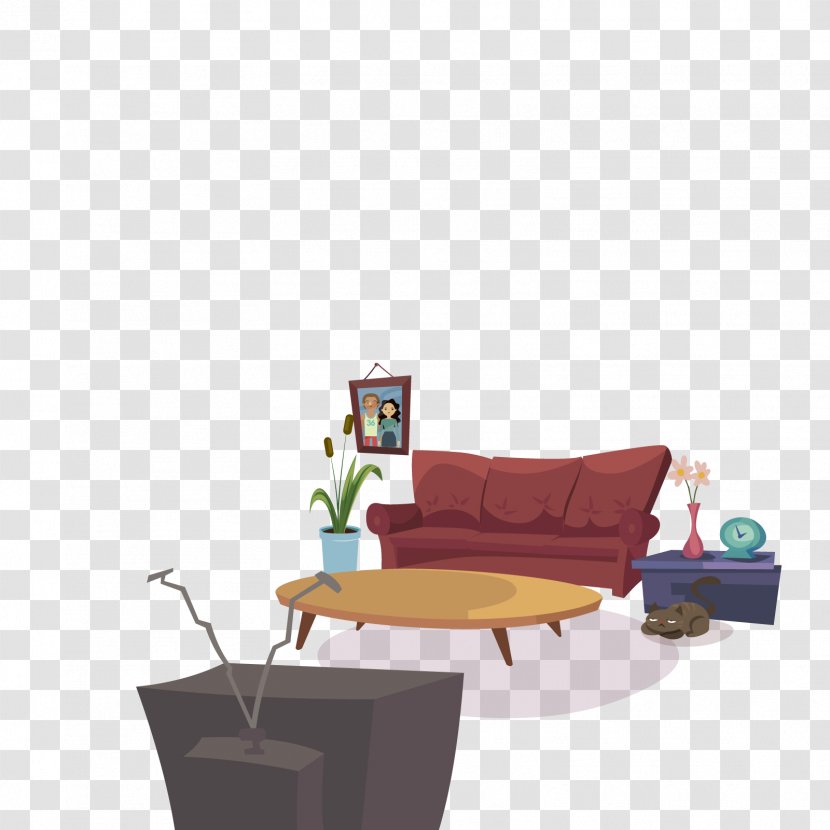 Living Room Couch - Vector Sofa Transparent PNG