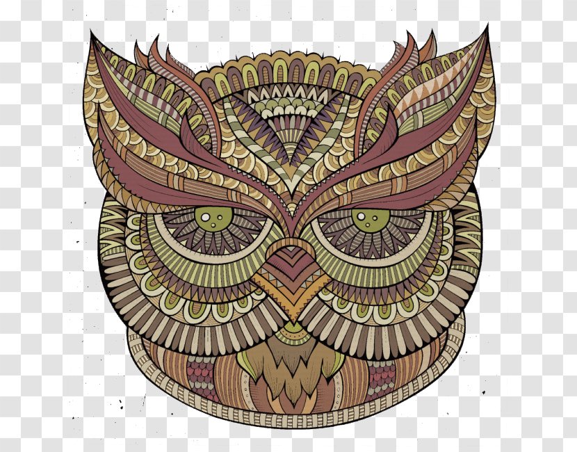 Creative Haven Owls Coloring Book Illustration - Bird Of Prey - Head Transparent PNG