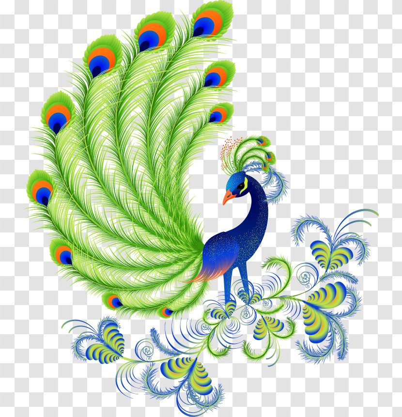 Peafowl Free Content Clip Art - Document - Cartoon Beautiful Hand-painted Peacock Transparent PNG