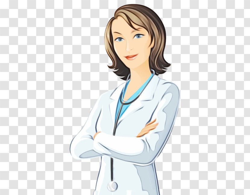 White Cartoon Uniform Gesture Physician - Animation Long Hair Transparent PNG