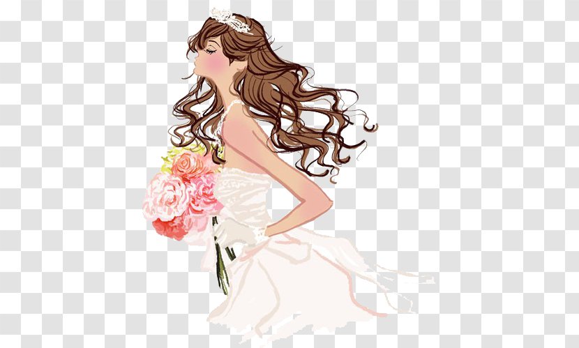 Contemporary Western Wedding Dress Bride Marriage Illustration - Flower - Hand-painted Beautiful Transparent PNG