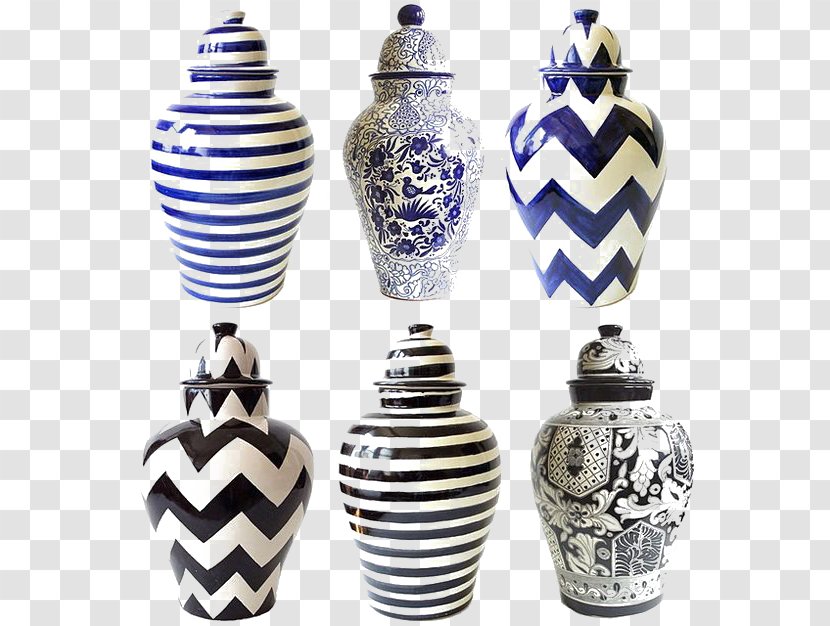 Vase Black And White Ceramic Jar Blue Pottery - Porcelain Transparent PNG