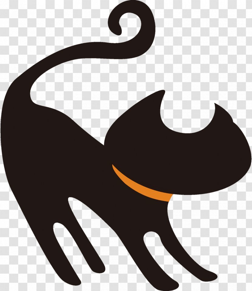 Halloween Black Cat Scaredy - Silhouette Tail Transparent PNG