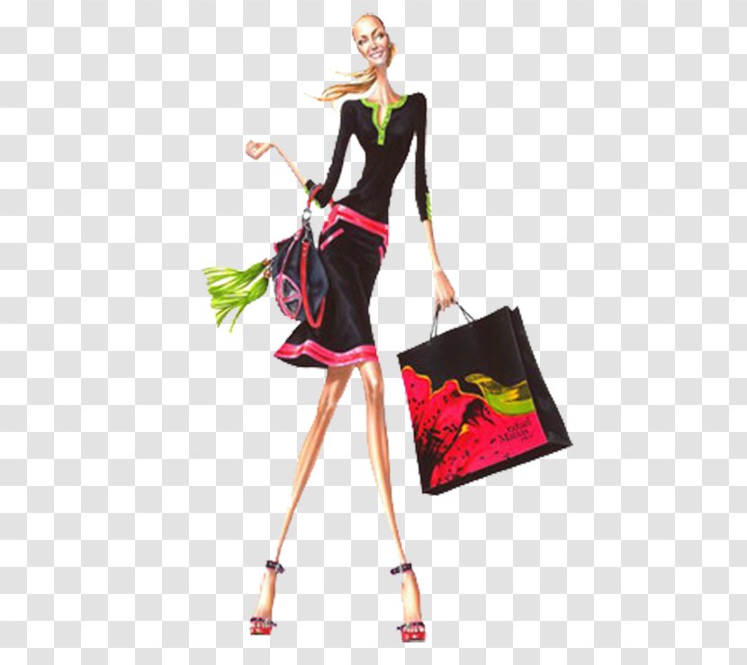 Fashion Illustration Drawing Illustrator - Haute Couture - A Woman In Black Transparent PNG