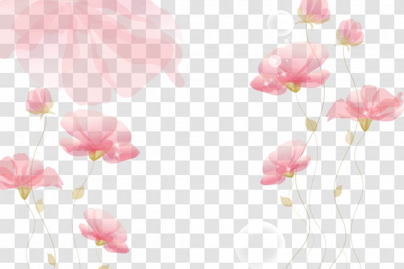 Flower - Ink Pink Flowers Background Transparent PNG