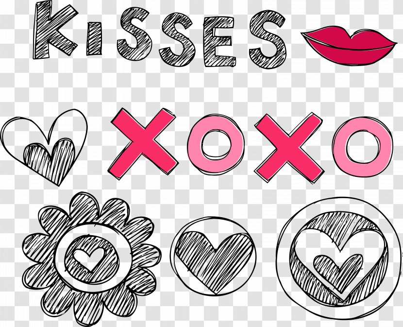 Love Paper Kiss - Flower - A Variety Of Decorative Elements Transparent PNG
