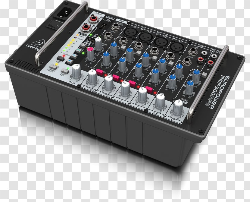 Behringer Europower PMP500MP3 500W 8-Channel Powered Mixer Microphone Audio Mixers BEHRINGER PMP550M - Frame Transparent PNG