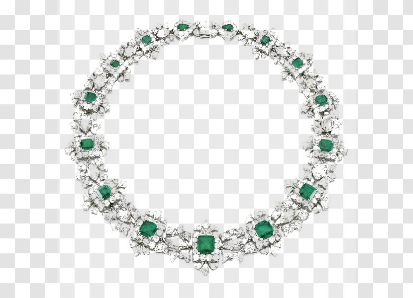 Necklace Emerald Diamond - Sapphire - Flowers Transparent PNG