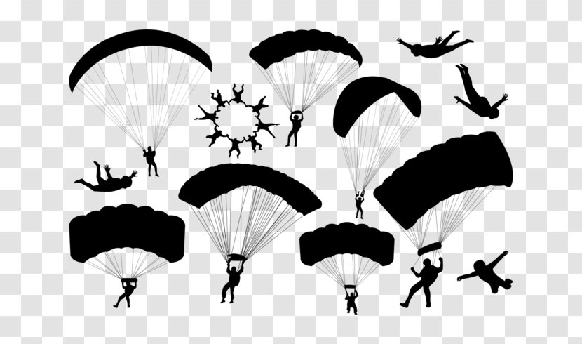 Parachuting Parachute Silhouette Drawing - Monochrome Photography Transparent PNG