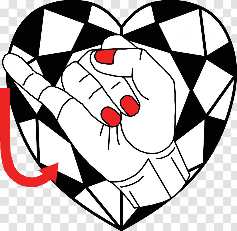 Clip Art Illustration Line Cartoon Heart - American Sign Language Transparent PNG