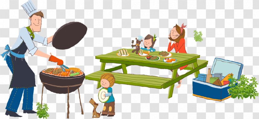 Barbecue Picnic Cartoon Illustration - Table - Painted A Cozy Four Cooking Vector Transparent PNG
