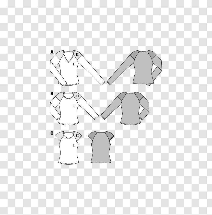 T-shirt Burda Style Blouse Pattern - Monochrome - T Shirt Transparent PNG