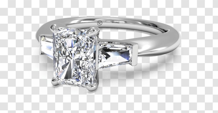 Diamond Cut Engagement Ring Princess - Trilogy - Bagett Transparent PNG