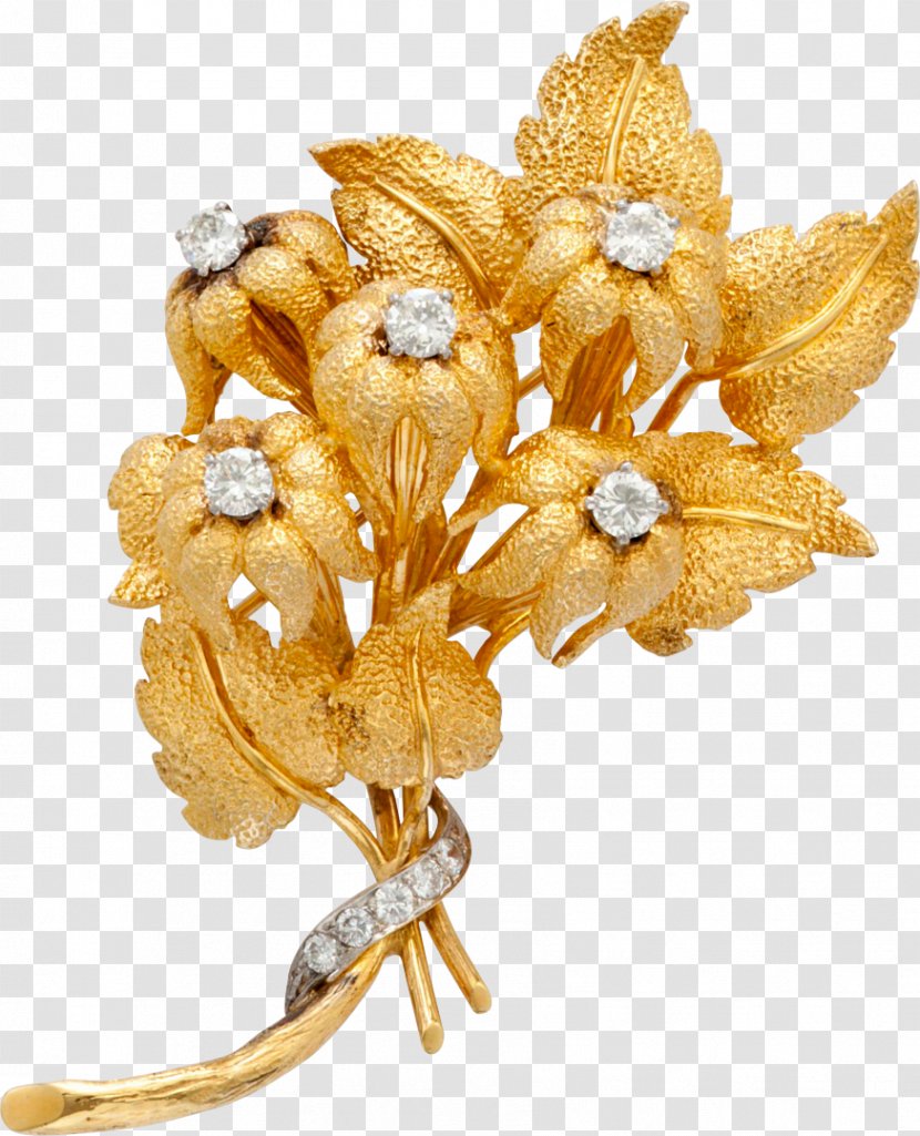 Brooch Gemstone Flower Gold Transparent PNG