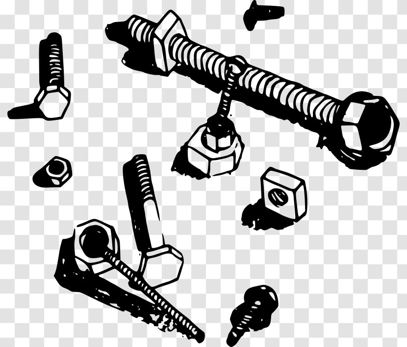 Nut Bolt Screw Clip Art - Monochrome Transparent PNG