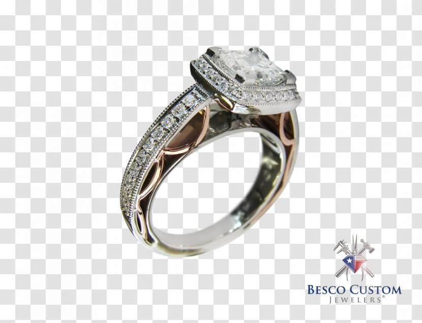 Silver Wedding Ring Diamond - Platinum Transparent PNG