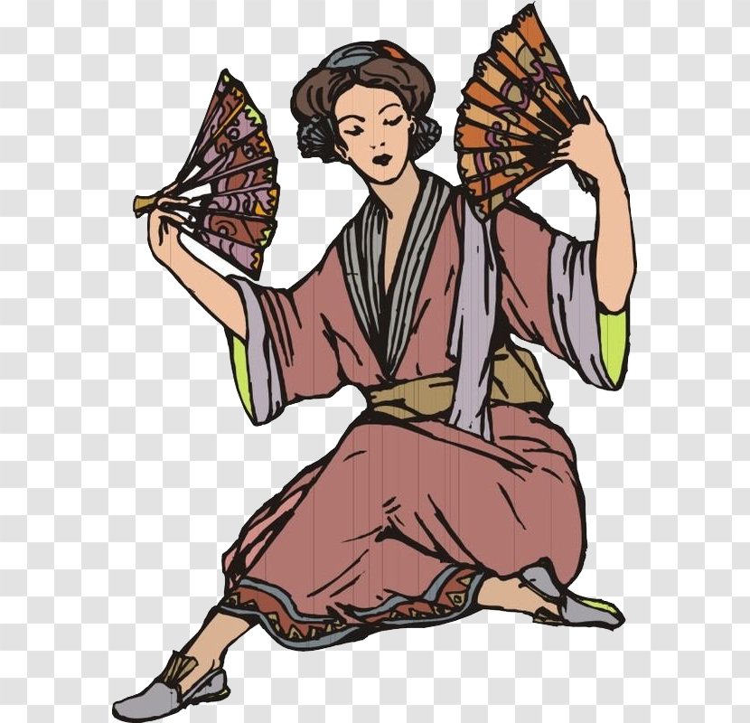 The Lady With A Fan Hand - Heart - Take Dance Ancient Woman Transparent PNG