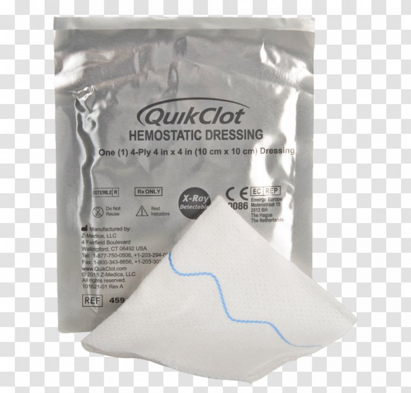 QuikClot Antihemorrhagic Gauze Dressing Bandage - Emergency Medicine Transparent PNG