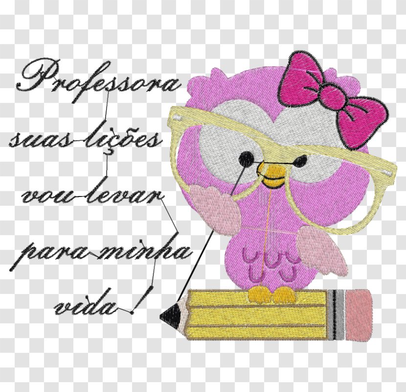 Embroidery Phrase Textile Little Owl Paper - Pink - Obrigada Transparent PNG