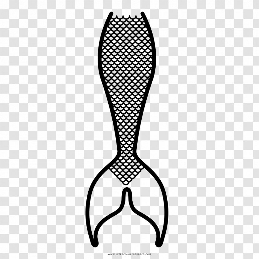 Mermaid Ariel Drawing Tail Animated Cartoon - Black And White Transparent PNG