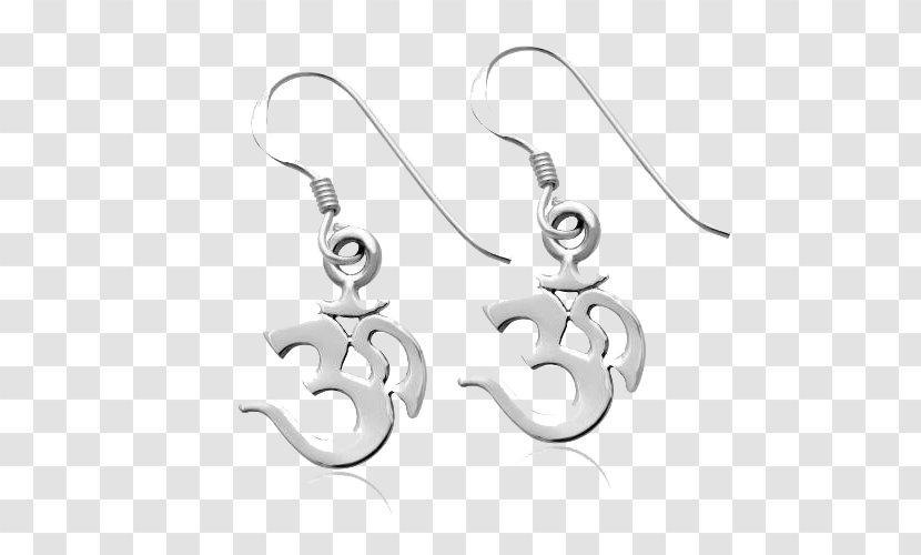 Earring Silver Om Jewellery Symbol - Pendant Transparent PNG
