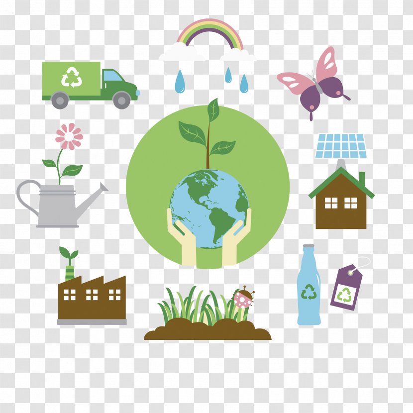 Green Sustainability Recycling Clip Art - Hand Painted Environment Map Transparent PNG