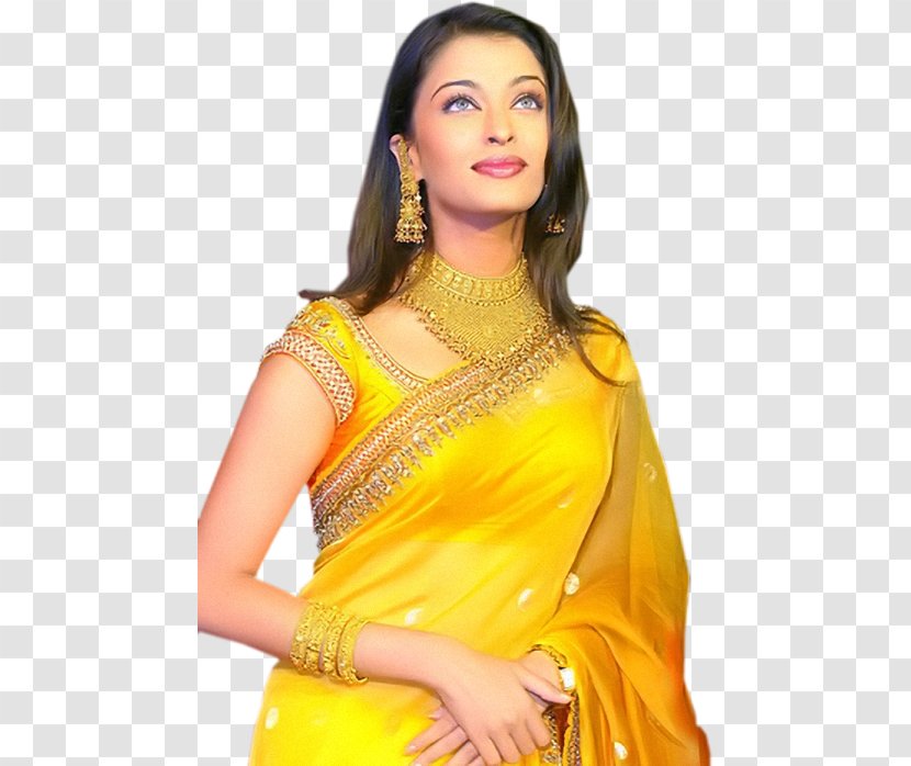 Aishwarya Rai Sari Blouse Yellow Shirt - Jewellery - Hint Transparent PNG