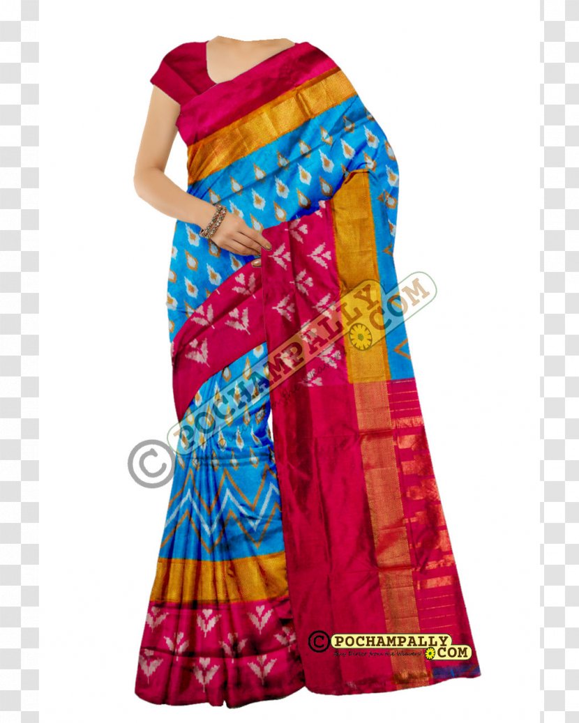Silk Zari Uppada Sari Pochampally Saree - Handloom Transparent PNG