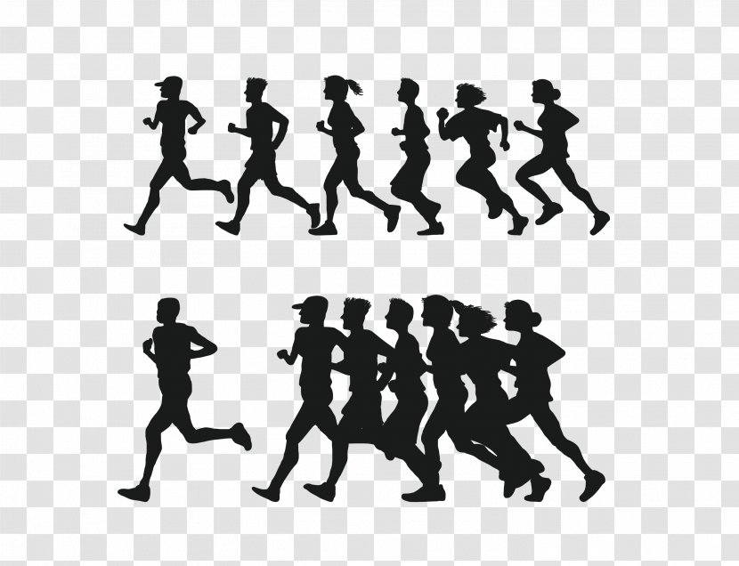 Running Silhouette 5K Run Clip Art - Recreation - Vector Black People Fitness Transparent PNG