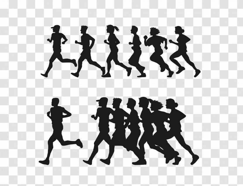 Running Silhouette 5K Run Clip Art - Recreation - Vector Black People ...