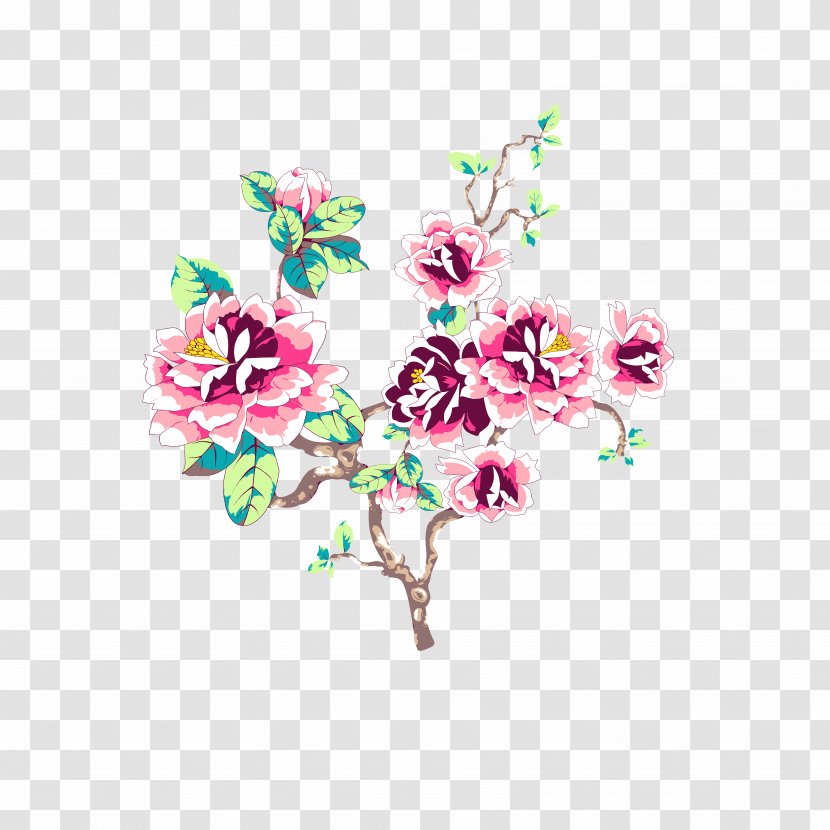 Download - Motif - Hand-painted Peony Flower Transparent PNG