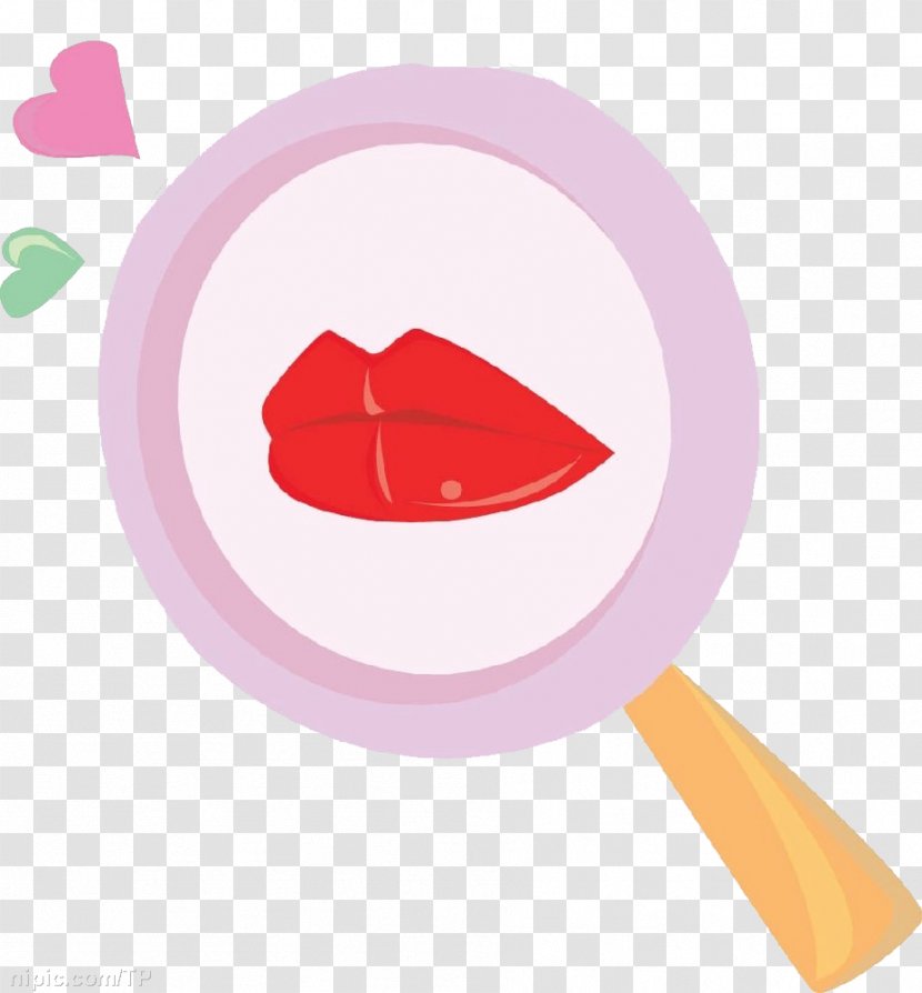 Lip Euclidean Vector - Pink - Kiss Lips Magnifying Glass Transparent PNG