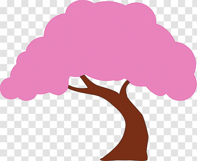 Pink Tree Cartoon Violet Silhouette - Plant Material Property Transparent PNG