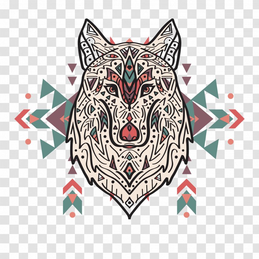 Gray Wolf Ornament Pattern - Royaltyfree - Vector Transparent PNG