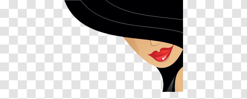 Lip Red - Flower - Women Under The Hat Transparent PNG