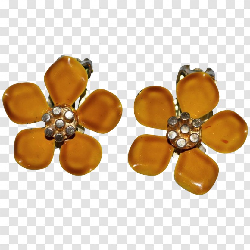 Earring Body Jewellery Human - Amber - 1960s Flower Earrings Transparent PNG