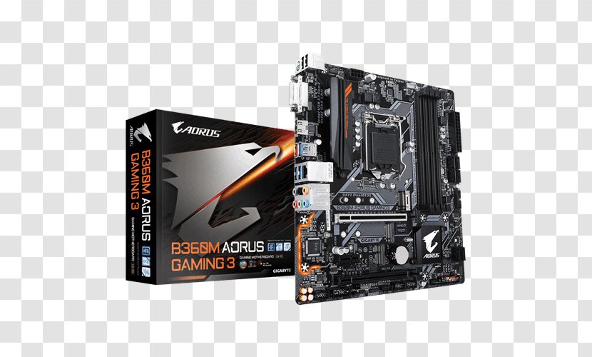 GIGABYTE B360 AORUS GAMING 3 WIFI LGA 1151 MicroATX Motherboard USB 3.0 - Flower - Capacitors List Transparent PNG