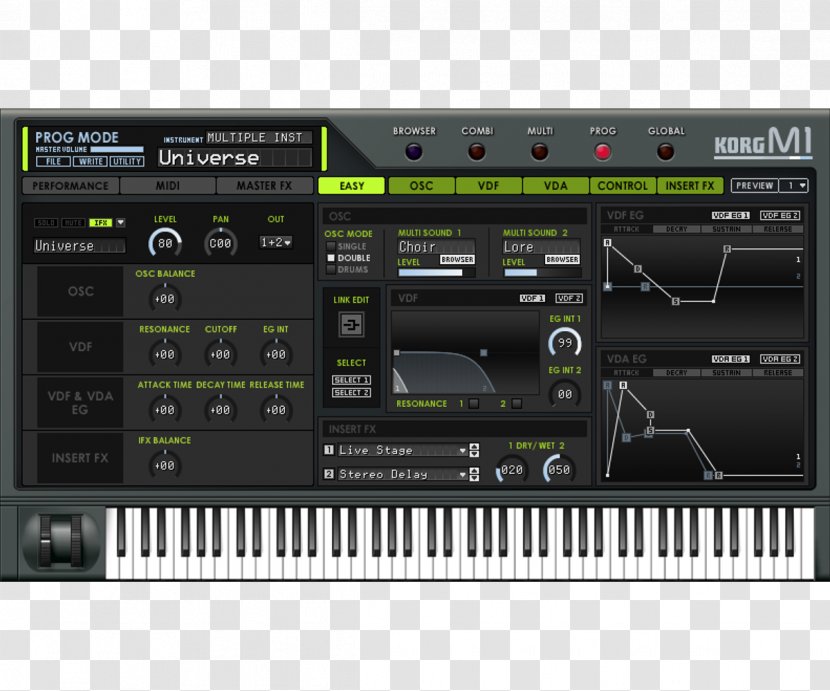 Korg M1 Sound Synthesizers Virtual Studio Technology Computer Software Synthesizer - Electronic Instrument Transparent PNG