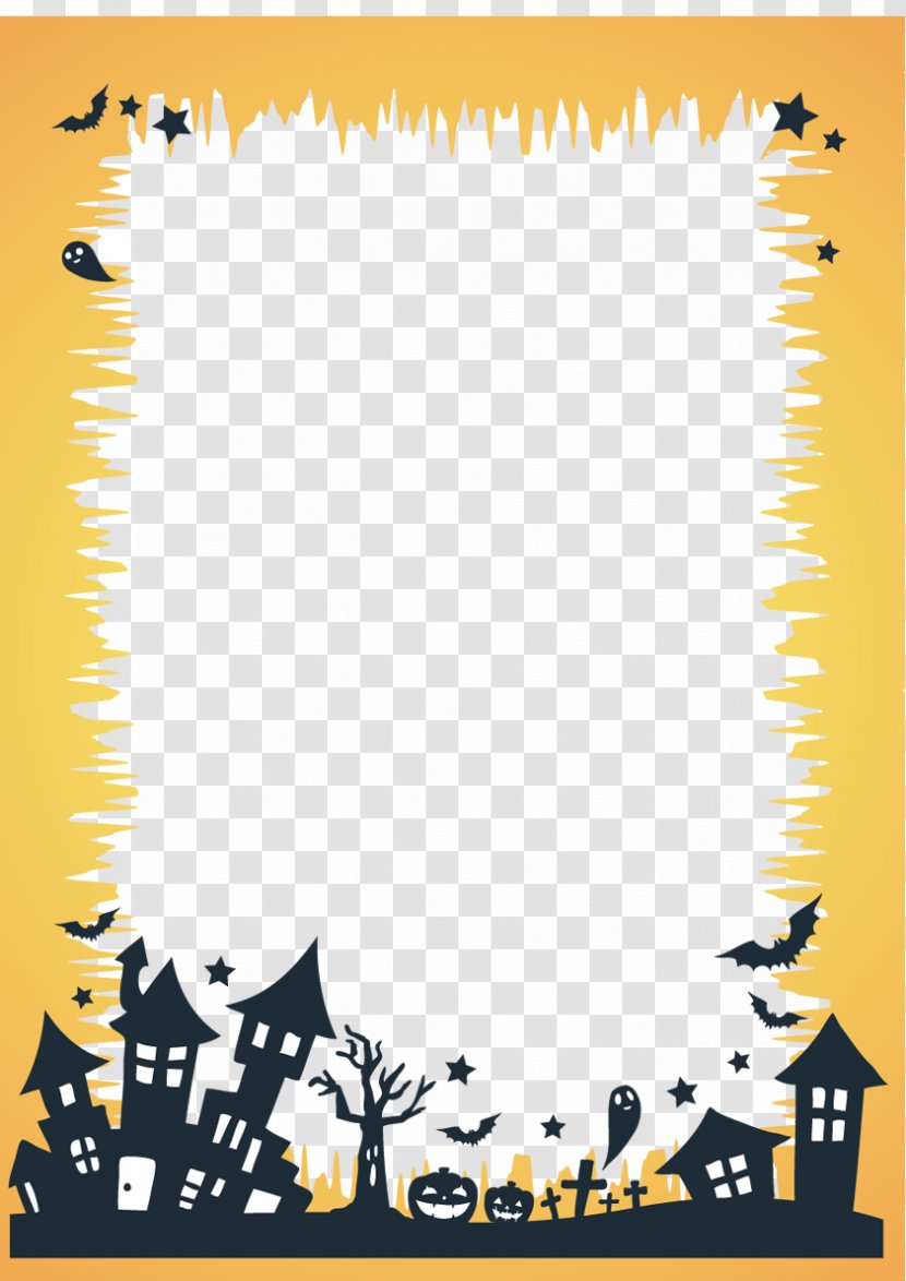 Halloween Art Illustration - Paper - Orange Frame Border Transparent PNG