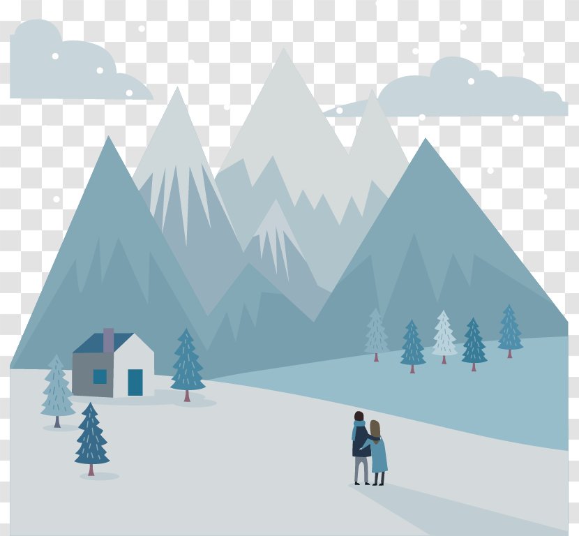 Snow Illustration - Winter - Couple Watching Transparent PNG