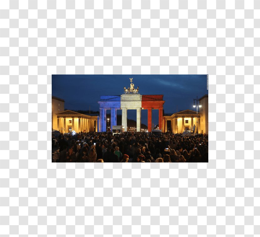Brandenburg Gate November 2015 Paris Attacks Bataclan Flag Of France Wir Sind Alle Kinder Gottes - Triumphal Arch Transparent PNG