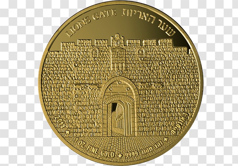 Bullion Coin Lions' Gate Gold - Old City - Jerusalem Marble Transparent PNG