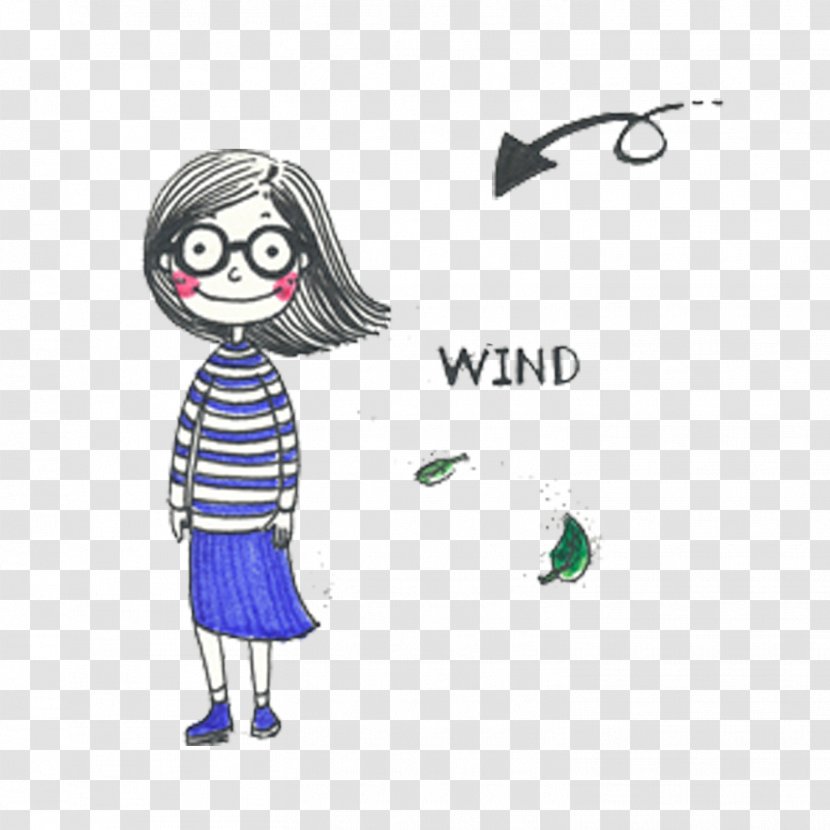 Wind Illustration - Watercolor - The Blows Girl's Hair Transparent PNG