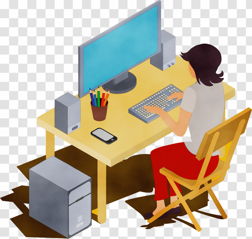 Desk Furniture Business Cartoon Transparent PNG